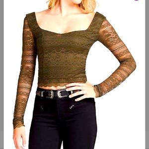 FINAL DROP! Guess Light Green Lace Crop Top